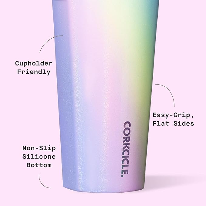 Corkcicle Classic Tumbler - Keeps Drinks Cold for 9 Hours & Hot for 3 - Triple-Insulated Stainless Steel - Holiday Tumbler Gift - 16 oz - Rainbow Unicorn