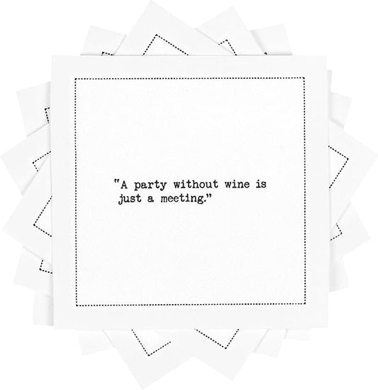 Five Star Funny Wine Quotes | White Cotton Cocktail Napkins | 50 Luxury Disposable Beverage Napkins with Witty Bar Quotes | Drink Napkins for Parties, Bars, Weddings & Game Nights
