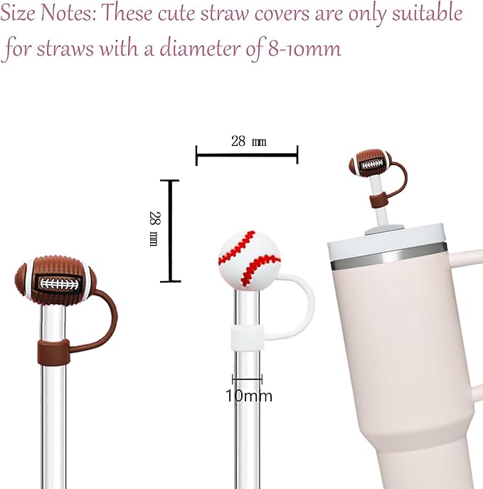 4Pc Straw Cover for Stanley Cup, Silicone Straw Topper for Stanley Cup 30&40oz with Tumblers, 10mm 0.4in Lid Accessories (Reusable)