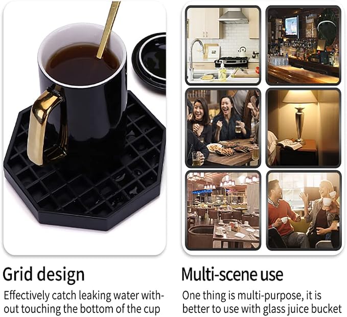 Drip Trays 6" Coffee Countertop Octagon Drip Tray Black Plastic Coffee Drip Tray - Image 6