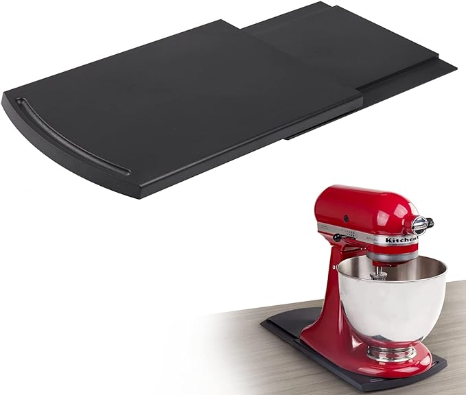 Bruvoalon Kitchen Appliance Sliding Tray, Slider for Coffee Pot, Coffee Maker, Toaster, KitchenAid Mixer, Blenders and Air Fryer, Coutertop with Rolling Wheels (1 Pack)