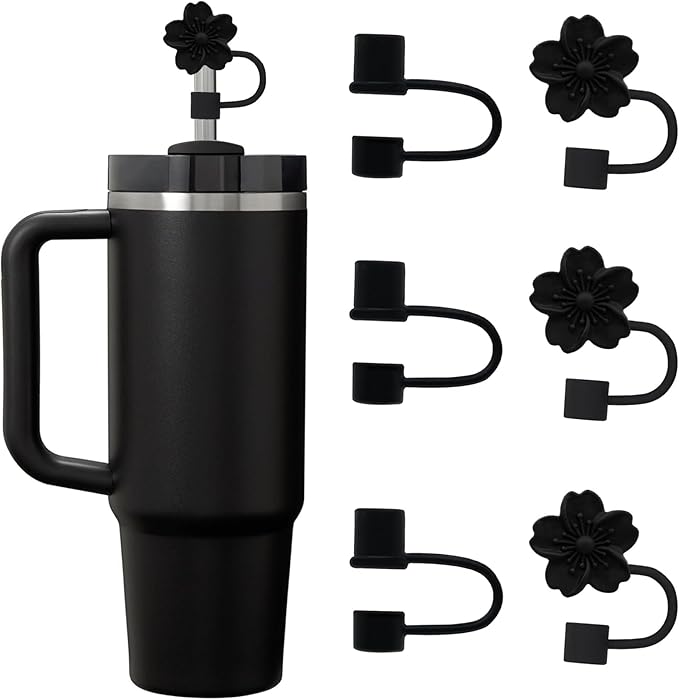 6Pcs Straw Covers Cap Compatible with Stanley Cup 30-40 oz Tumbler，10mm Silicone Straw Toppers