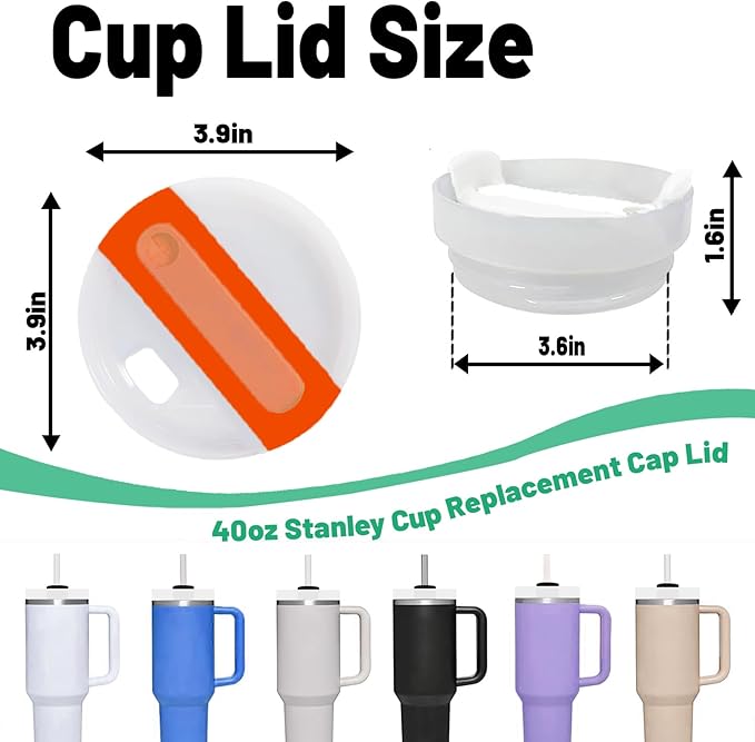 40 OZ Tumbler Lid Replacement Fit for Stanley Cup, 2 Pack Replacement Lids Fit for Stanley Travel Tumbler, Spill Proof Tumbler Covers for Stanley Cup Accessories (Opaque - Orange)