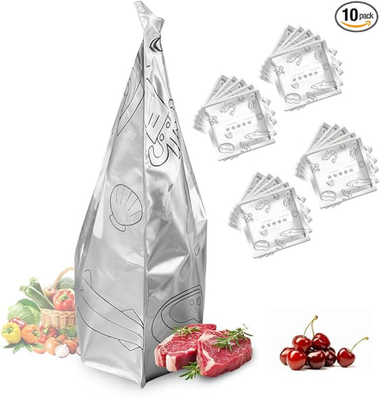 Reusable Aluminum Foil Sealable Storage Bags, 2026 New Resealable Vacuum Zipper Pouches, Stand Up Foil Sealable Bags with Label and Zip Lock for Kitchen (20, Medium)