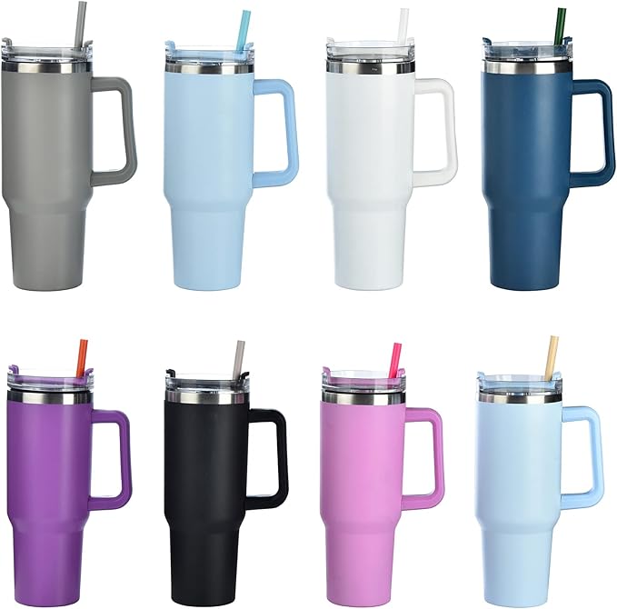 ALINK 10 Pack Purple Replacement Straws for Stanley 40 oz 30 oz Tumbler, 12 in Long Reusable Plastic Glitter Straws for Stanley Cup Accessories, Half Gallon Jug, Plus 2 Cleaning Brush