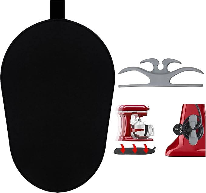 Sliding Mat for Kitchenaid Mixer, Mover Mat Pad for 5-8Qt Bowl Lift Stand Mixer, Kitchen Appliance Slider Compatible for Pro 600 Stand Mixer with Grey Kitchen Accessory, Kitchen Aid Mixer Accessories