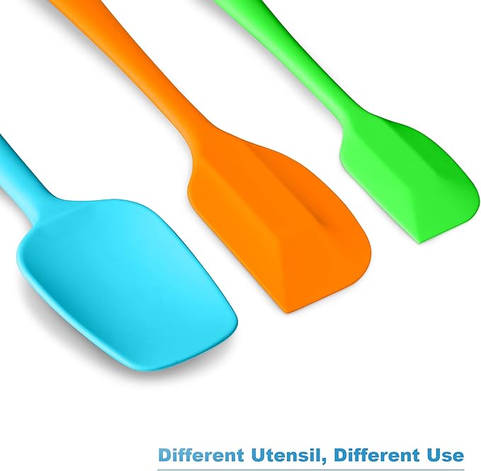 Silicone Spatula 3-piece Set, Ergonomic Handle High Heat-Resistant Spatulas, Non-stick Rubber Spatulas with Stainless Steel Core