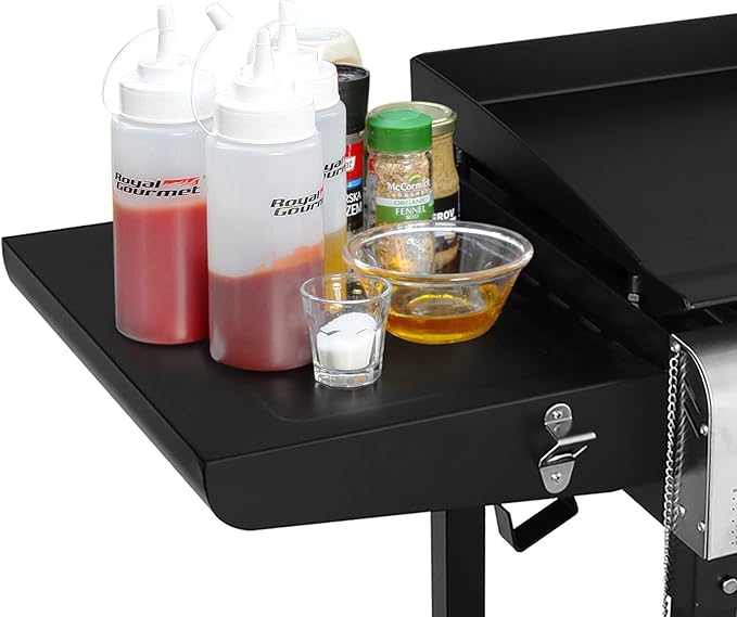 Royal Gourmet GD401 Portable Propane Gas Grill and Griddle Combo with Side Table | 4-Burner, Folding Legs,Versatile, Outdoor | Black 66 Inch