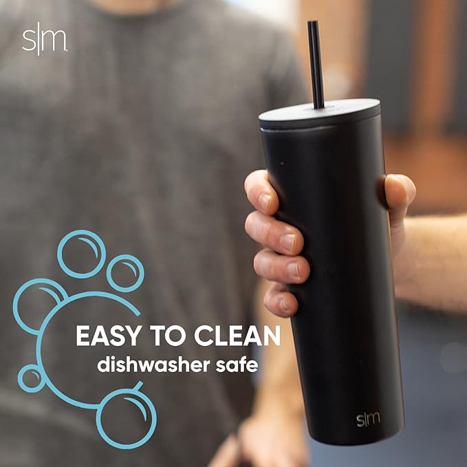 Simple Modern Insulated Tumbler with Lid and Straw | Iced Coffee Cup Reusable Stainless Steel Water Bottle Travel Mug | Gifts for Women Men Her Him | Classic Collection | 28oz | Moonlight