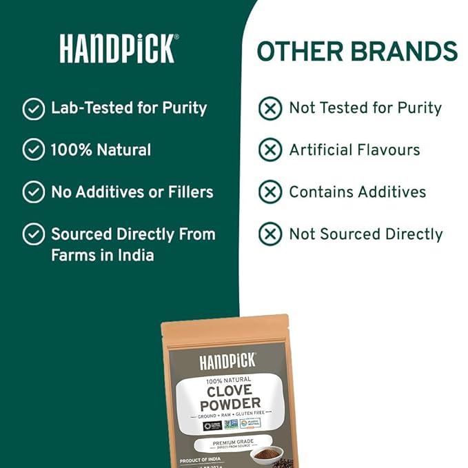 HANDPICK Ground Cloves (283g/10oz), Gluten free, Sourced from India, For Cooking, Smoothies, Tea, Packed in Resealable Zip Lock Pouch