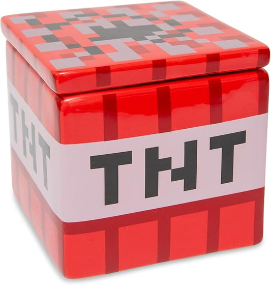 Minecraft TNT Block 6-Inch Ceramic Cookie Jar Container With Lid | Kitchen Storage For Snacks
