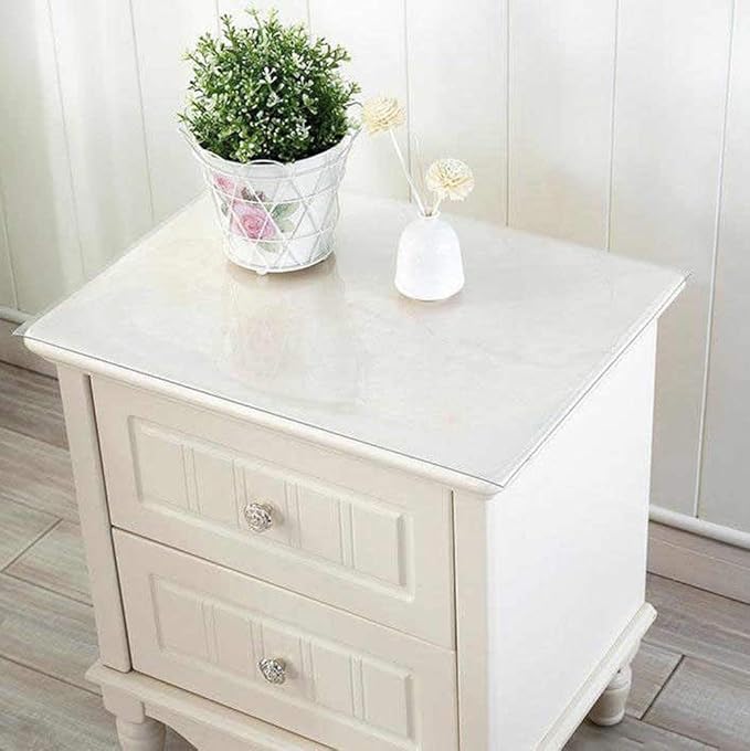 NECAUX Custom Multisize 1.5mm Thick Frosted PVC Table Cover Protector - 19 x 36 Inch Rectangular Plastic Table Cover Desk Pad Mat for Office & Computer Desk