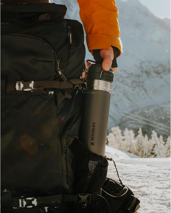 STANLEY Quick Flip GO Water Bottle 24 oz | Push Button Lid | Leakproof and Packable for Travel and Sports | Insulated Stainless Steel | BPA-Free | Tigerlily