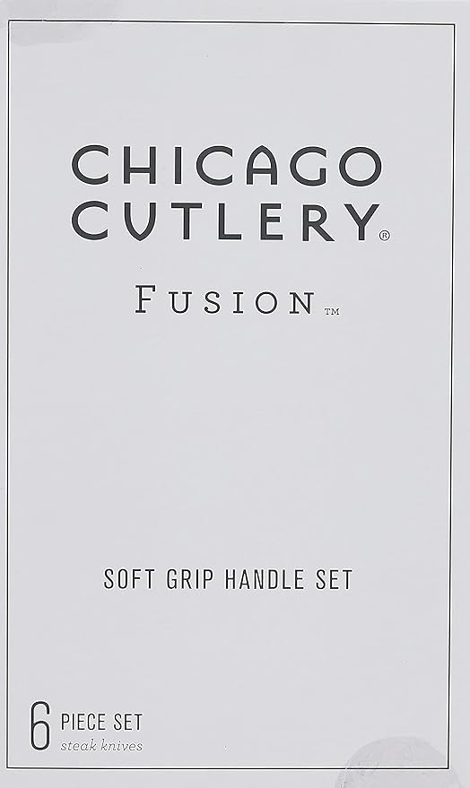 Chicago Cutlery Fusion 6 Piece Forged Premium Steak Knife Set, Cushion-Grip Handles with Stainless Steel Blades, Resists Stains, Rust, & Pitting, Kitchen Knives