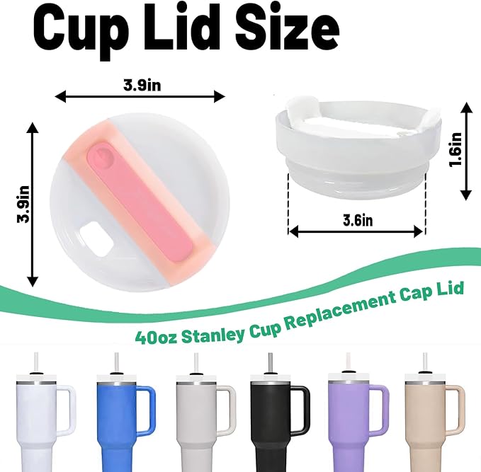 40 OZ Tumbler Lid Replacement Fit for Stanley Cup, 2 Pack Replacement Lids Fit for Stanley Travel Tumbler, Spill Proof Tumbler Covers for Stanley Cup Accessories (Opaque - Peachy)