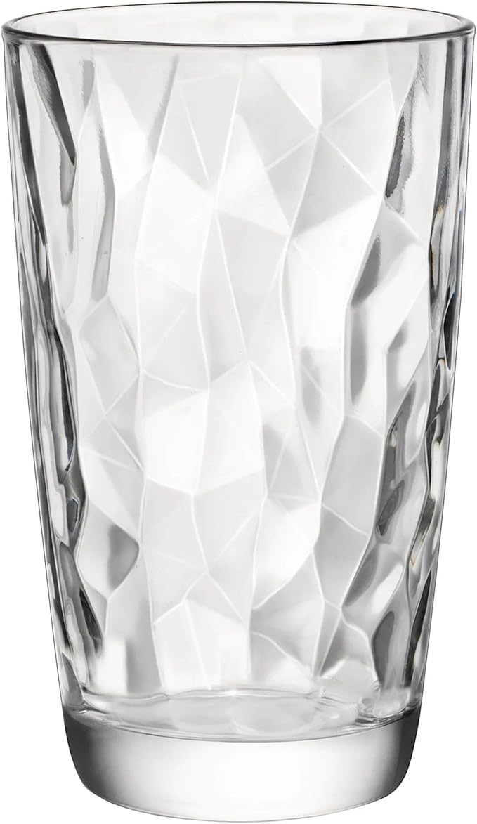 Bormioli Rocco Diamond Cooler Glasses, Clear, 16 oz, Set of 6