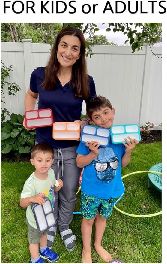 Snack Containers - Small Bento Lunch Box for Kids Girls Boys Toddlers | MINI Leakproof Boxes, Baby Bentobox for School Daycare Travel, Portion Containers, 2 pack, Red Navy Blue