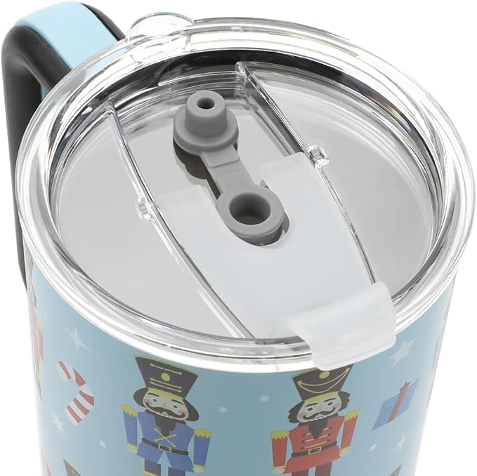 Bioworld Nutcrackers Vacuum Insulated 40 Oz. Stainless Steel Tumbler with Reusable Straw & Leak-Proof Lid, Easy Carry Handle for Travel or Home