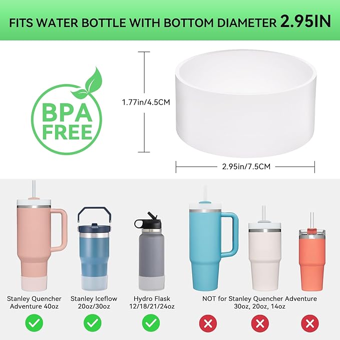 PICcircuit 2PCS for Stanley Boot, Silicone Bottom for Quencher Adventure 40oz 30oz IceFlow 20oz 30oz Bottle&for Hydroflask Tumbler 12-24oz for Stanley Cup Accessories Avoid Scratches&Noise