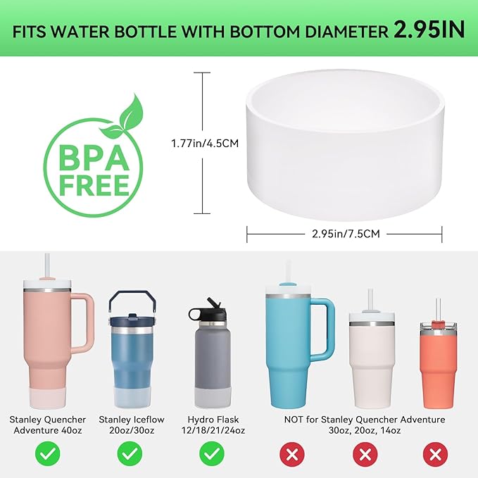 PICcircuit 2PCS for Stanley Boot, Silicone Bottom for Quencher Adventure 40oz 30oz IceFlow 20oz 30oz Bottle&for Hydroflask Tumbler 12-24oz for Stanley Cup Accessories Avoid Scratches&Noise