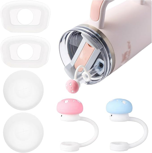 Spill Stopper Set Compatible with Stanley Cup 40oz 30oz, Cup Accessories Including Mushroom Straw Cover Cap and Leak Stopper set