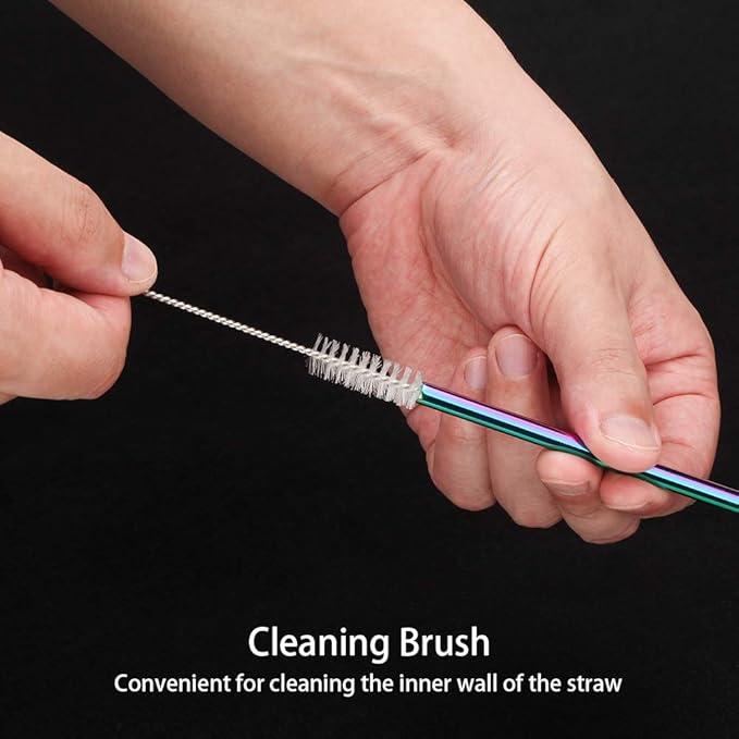 [24 PCS] Value Pack Reusable Stainless Steel Straws in Bulk Extra Long 10.4 inch Colorful,Tomorotec Metal Straw Sets with Cleaning Brushes,12 Straight 12 Bent For Tumblers Beverage Drink Cocktail
