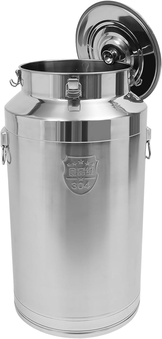 304 Stainless Steel Milk Can - 23.24 Gallon (88 Liter) Heavy Duty Airtight Food Storage Container for Milk, Wine, Oil - Ideal for Home, Farm, and Commercial Use