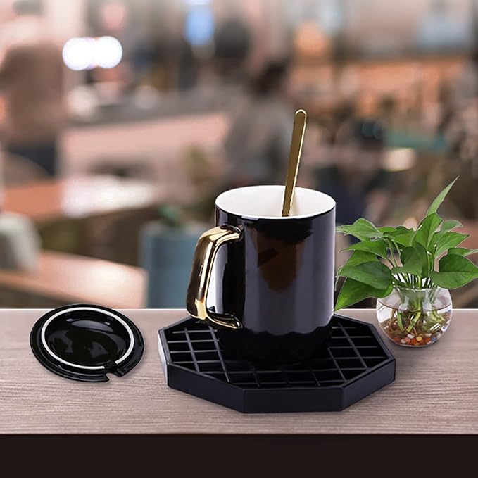 Drip Trays 6" Coffee Countertop Octagon Drip Tray Black Plastic Coffee Drip Tray - Image 4