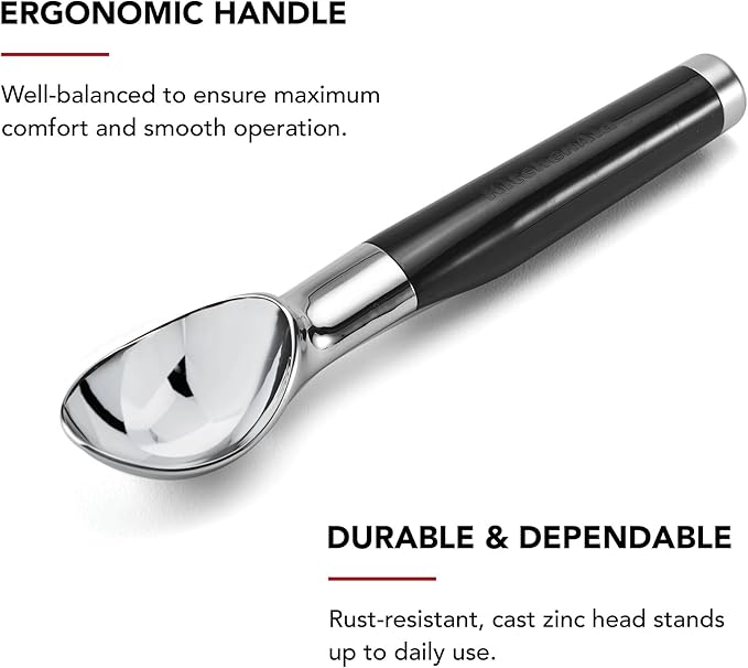KitchenAid Classic Ice Cream Scoop, 8.6 inches, Black