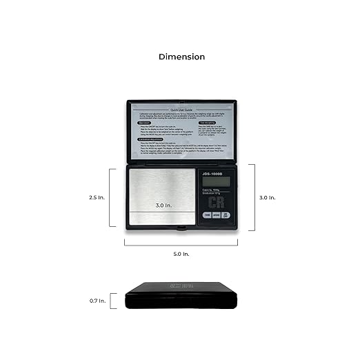 CR Premium Digital Food Scale - 1000g by 0.1g, Portable & Black (JDS-1000B) (Battery Included)