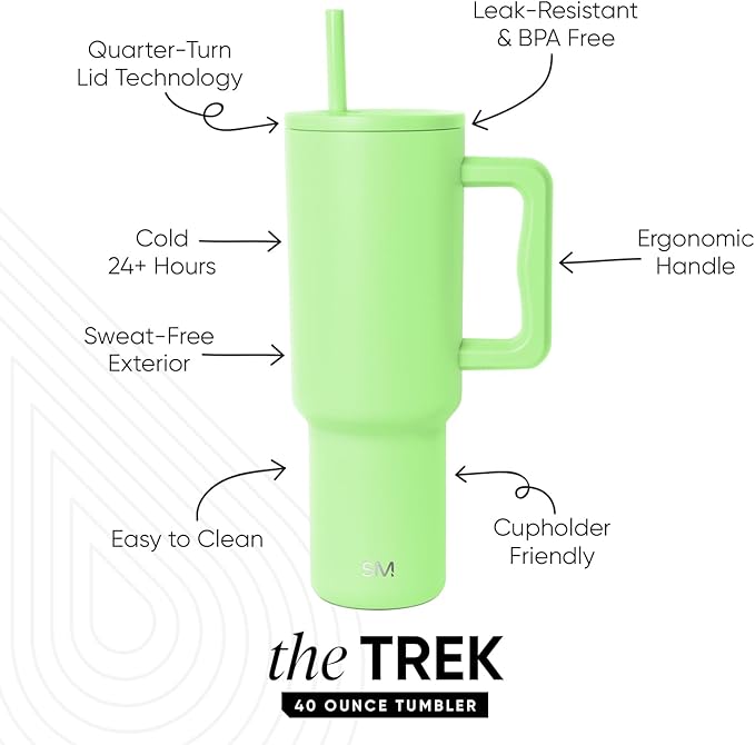 Simple Modern 40 oz Trek Tumbler with Handle and Straw Lid | Cup Holder Friendly Insulated Stainless Steel Travel Mug | Baja