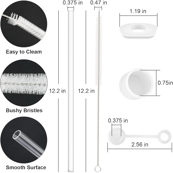 Straw Spill Stopper Cover Accessories for Stanley Cup 40 oz 30 oz Quencher, Tumbler Accessories of 6 Straw Replacement with Cleaning Brush, 4 Leak Sproof Plug, 2 Silicone Cover Cap for Stanley