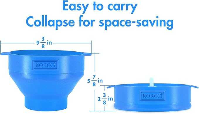 The Original Korcci Microwaveable Silicone Popcorn Popper, Microwave Popcorn Popper, Collapsible Microwave Popcorn Maker Bowl, No Oil Required, Use In Microwave, Dishwasher Safe (Light Blue)