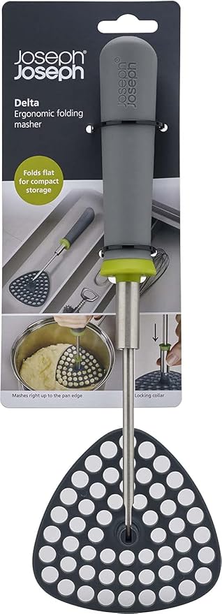 Joseph Joseph Delta Folding Nylon Head, Space Saving Potato Masher, Stores Flat
