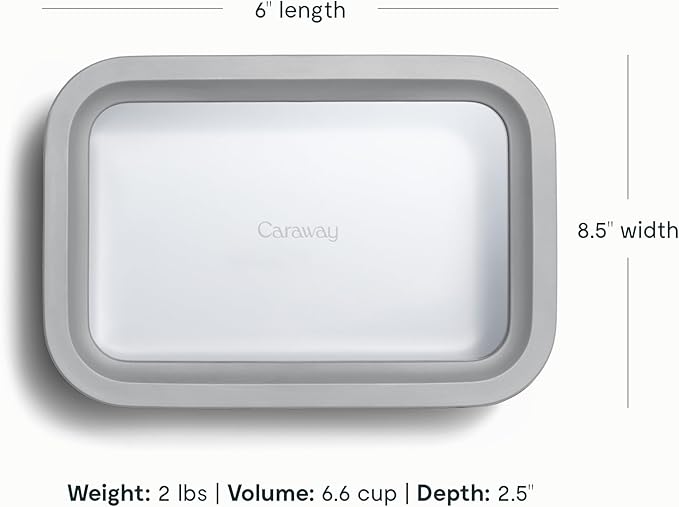 Caraway 2pc Glass Food Storage Set - 6.6 Cup Food Containers (2) - Ceramic Coated - Non Toxic, Non Stick Lunch Box with Lids. Dishwasher, Oven, & Microwave Safe - Gray