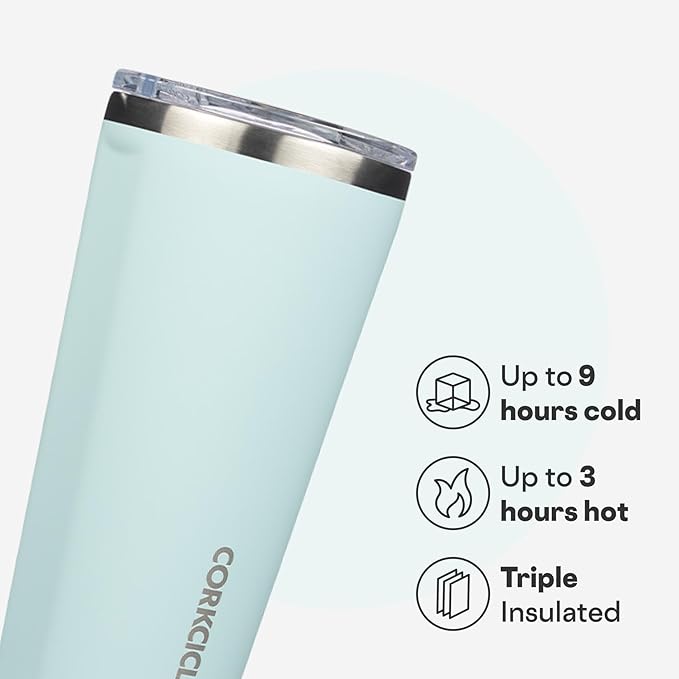 Corkcicle Classic Tumbler - Keeps Drinks Cold for 9 Hours & Hot for 3 - Triple-Insulated Stainless Steel - Holiday Tumbler Gift - 16 oz - Gloss Powder Blue