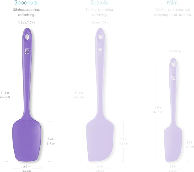 DI ORO Silicone Spoon Spatula - 600°F Heat-Resistant Large Silicone Spoonula Scraper - BPA Free Nonstick Cookware Safe Rubber Kitchen Utensil for Baking, Cooking, & Mixing - Dishwasher Safe (Lavender)