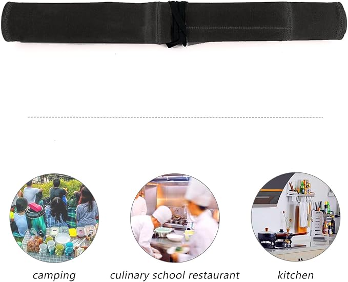Chef’s Knife Roll Case, Waxed Canvas Cutlery Knives Holders Protectors, Home Kitchen Cooking Tools And Utensils Wrap Bag Wallet, Multi-Purpose Brush Roll Bag, Travel Tool Roll Pouch