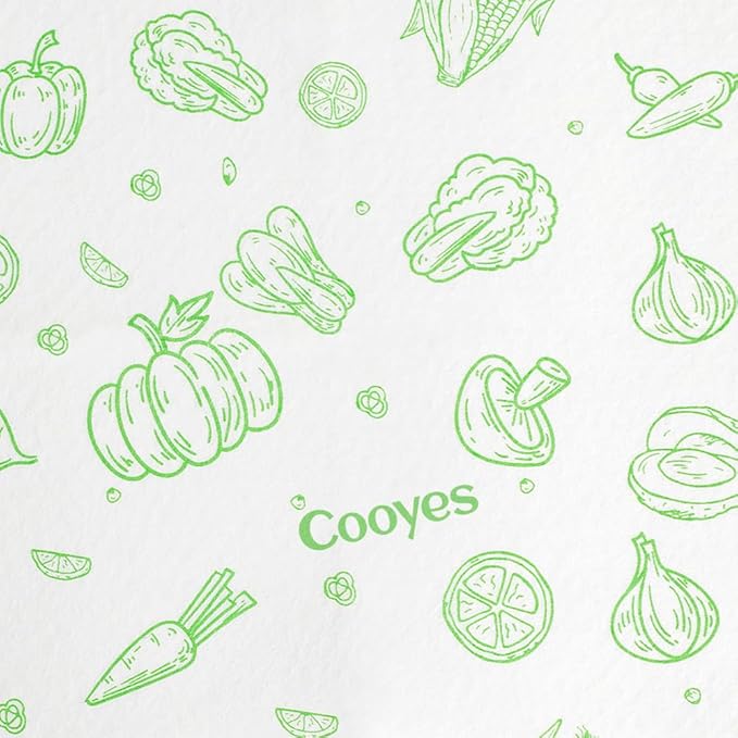 Cooyes Refrigerator Liners, Premium Absorbent Fridge Mats Non-Slip Washable, 12" x 24" Refrigerator Shelf Liners and Mats for Glass Shelves & Kitchen Cabinets, Non-Adhesive(6 PCS Green Veggie)