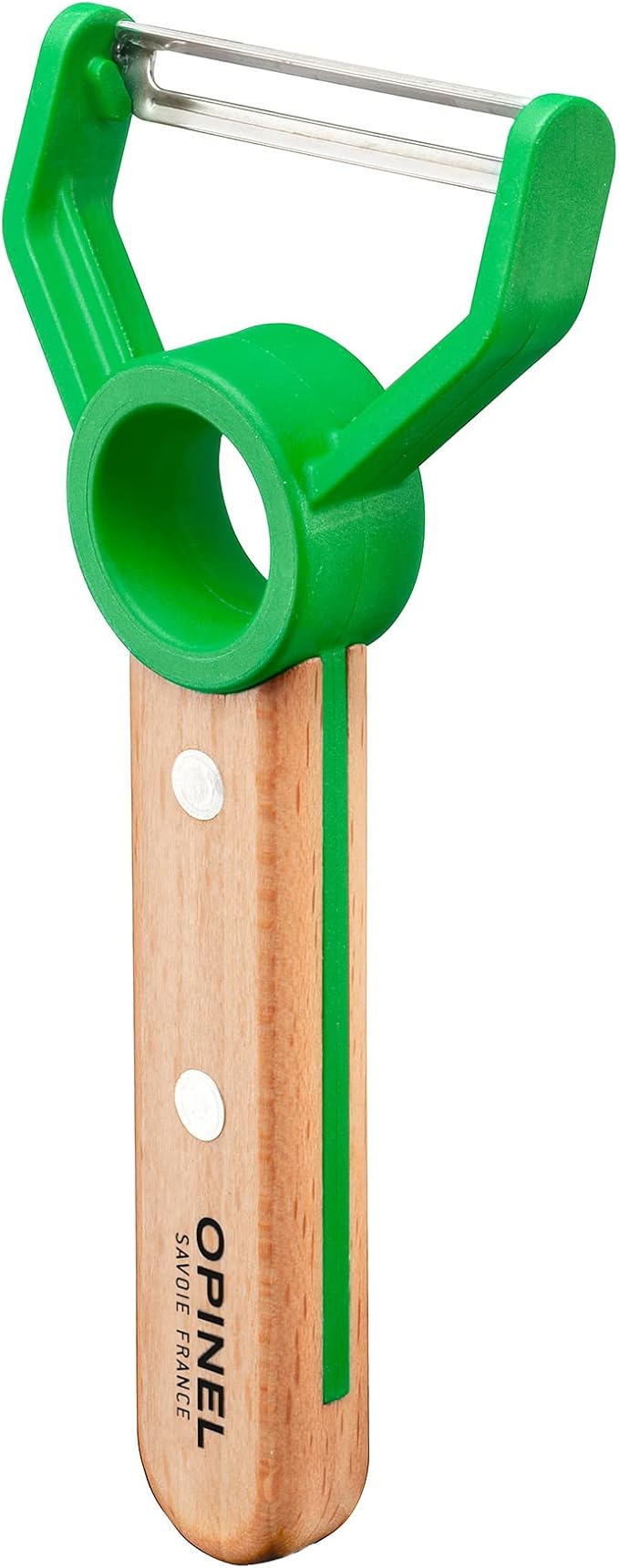 OPINEL Le Petit Chef Complete 3 Piece Kitchen Set, Chef Knife with Rounded Tip, Fingers Guard, Peeler, For Children and Teaching Food Prep and Kitchen Safety, Made in France (GREEN)