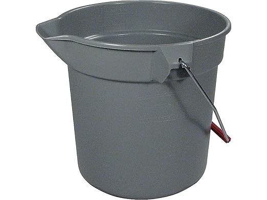 Rubbermaid Commercial Products Brute Heavy-Duty Round Bucket, 10-Quart/2.5 Gallon, Gray, Corrosive-Resistant Pail with Handle for Professional/Janitorial Cleaning and Material Transport
