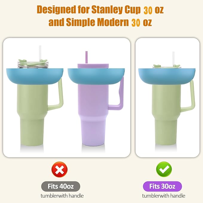 Snack Bowl for Stanley Cup 30 oz with Handle-Perfectly Compatible with Stanley Quencher H2.0 Tumbler 30 oz with Handle, Reusable Silicone Snack Tray, Stanley cup accessories-christmas gifts (Pink ）