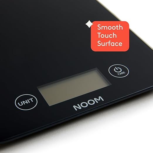 Noom Digital Kitchen Scale: Accurate Precision, LCD Display for Clarity, Stylish Black, Blue, or Off-White. Battery Included for Seamless Operation. (Black)