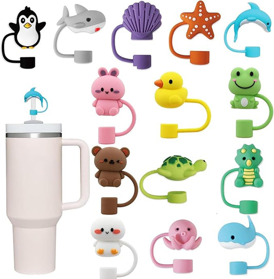 14Pc Straw Cover for Stanley Cup, Silicone Straw Topper for Stanley Cup 30&40oz with Tumblers, 10mm 0.4in Lid Accessories (Reusable)