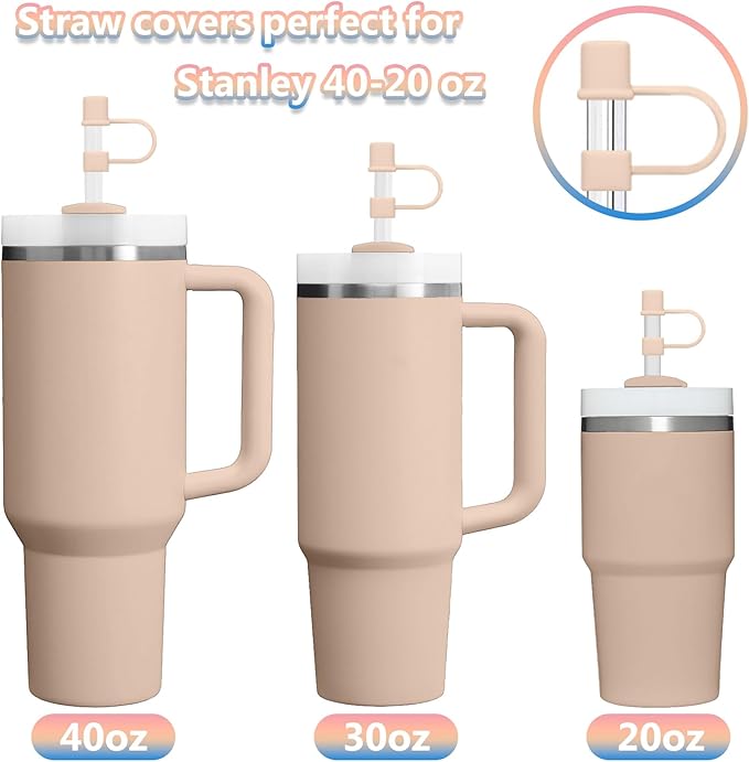 6PCS Silicone Straw Covers Cap Compatible with Stanley Cup 30-40 oz Tumbler with Handle 10mm Straw Toppers for Stanley Cup Accessories（Colorful 1）