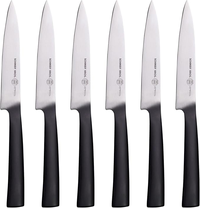 Schmidt Brothers - Carbon 6, 6-Piece Jumbo Steak Knife Set, High Carbon German Stainless Cutlery in a Wood Gift Box