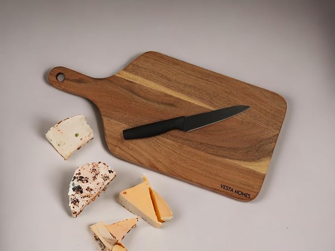 Vesta Homes Wooden Cutting Board for Kitchen/Chopping/Serving Board, Platter for Vegetables, Cheese and Charcuterie | Acacia Wood |16 * 7 Inches | Handmade in India