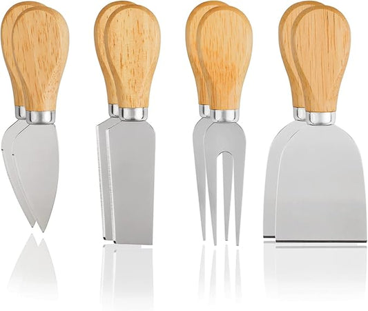 Cheese Knives Set of 8-2 Cheese Knife, 2 Cheese Fork, 2 Cheese Slicer, 2 Butter Knife – Premium Mini Stainless Steel Cheese Knives - Cheese Knife Set for Charcuterie Board