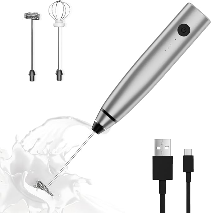 Milk Frother Rechargeable Handheld Electric Whisk Coffee Frother Mixer by Laposso