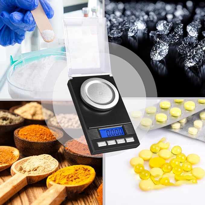 Fuzion Milligram Scale 50g/0.001g, Portable Jewelry Scale .001 Gram Accuracy, Mg Scale, Powder Scale, Microgram Scale, Milligram Scale for Powder with Tray/Tweezers/Calibration Weight